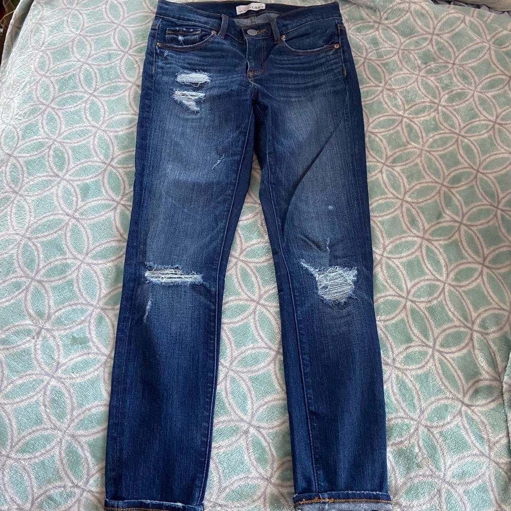 LOFT Distressed Medium Wash Denim